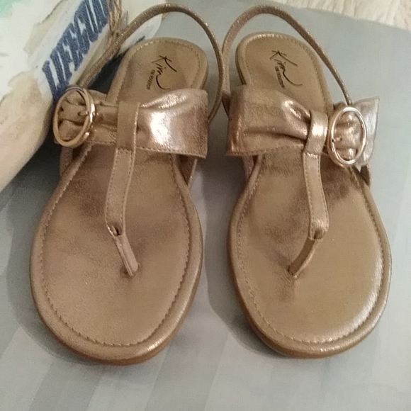Kim Rogers Amy Slingback Thong Metallic Sandals 8M - Picture 5 of 16